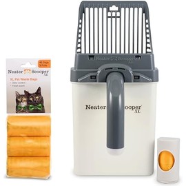 Neater Pets Neater Scooper XL Cat Litter Scoop, 60 Refill Bags – Extra-Large Capacity Mess-Free Cat Litter Scooper with Bag for Large & Multiple Cats, Spill-Proof Litter Box Scooper with Scoop Holder