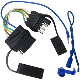 4 Pin to 5 Pin Trailer Adapter Kit, 4 Way to 5 Way Flat Trailer Wire Adapter for Boat Trailer with Surge Brakes, 4 to 5 Flat Wiring Harness Connector, 18-Gauge Copper Wire