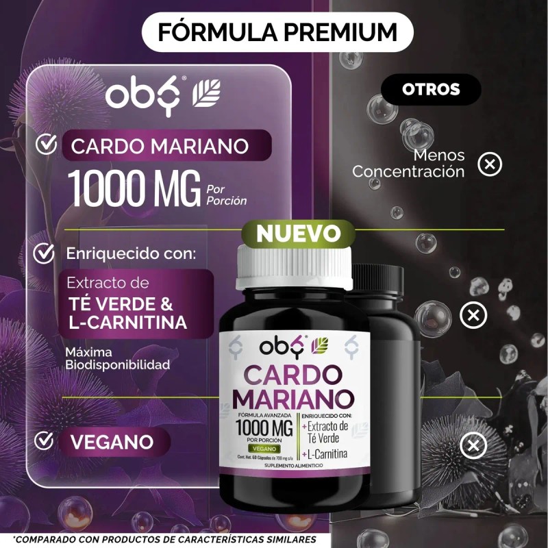 Cardo Mariano Silimarina 100 Natural Extracto Verde Carnitina Milk Thistle