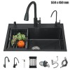 mvmhome Black Kitchen Sink Single Bowl Stainless Steel Sink with