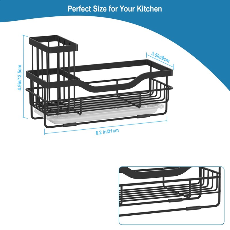 Sponge Holder for Kitchen Caddy Sink Organizer, Multifunctional Rustproof Dish