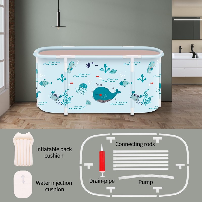 Portable Foldable Bathtub,Foldable Soaking Bathtub for Adults, Freestanding Bathtubs, Hot