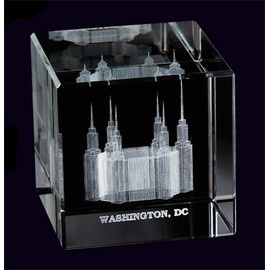 Ringmasters Crystal Cube Desk Decor LDS Temple Paper Weights for Office Desk | Christian Home Decor, (Washington DC)