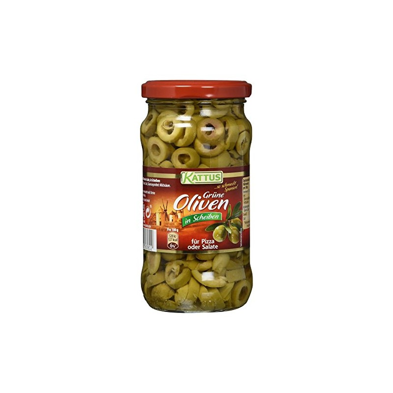 Kattus Spanish Green Olives in Slices, 170 g