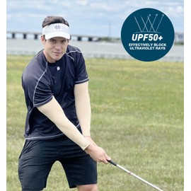 Aegend Sun Protection Cooling Arm Sleeves Sun Sleeves for Men & Women for Cycling, Running, Basketball, Football, Golf, Volleyball, Driving, Light Beige 2 Pairs