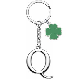Initial Letter Keychain A-Z Letter Keyring 26 Initial Letter Charm Key Ring Little Gift Initial keychain for men women (Q)