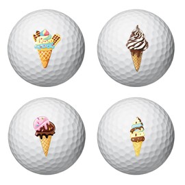 PLIGREAT Ice Cream Golf Ball Markers 24 Pcs Colorful Golf Ball Marking Stickers for Identify Golfer Balls 2 Sheets Customise Markers Golfer Gift Golfing Accessories