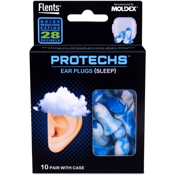 Protechs Ear Plugs for Sleeping, 10 Pair with Case, NPR 28