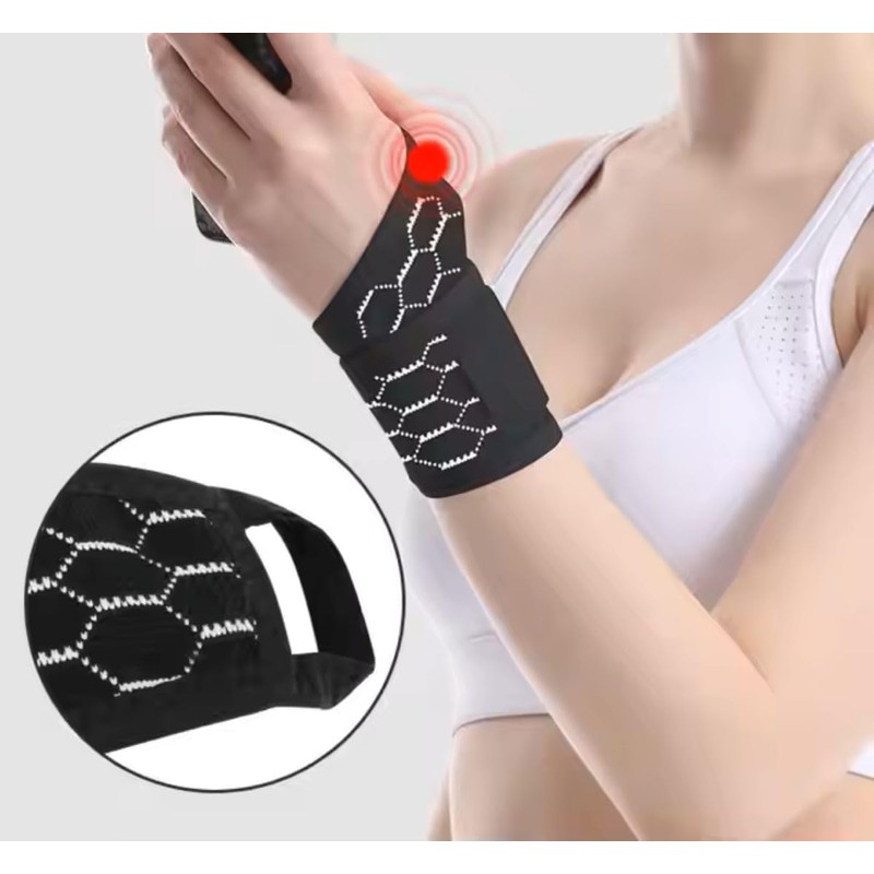 LUVILS Sports Honeycomb Wrist Support Breathable Elastic Band Black Right