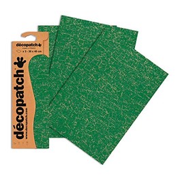 DÃ©copatch - Ref C445O - Green & Brown Cracked Effect Paper Pack - Each Sheet 30 x 40cm, Pack of 3 Paper Sheets - Best Used With DÃ©copach Glue & Varnish, Green & Brown