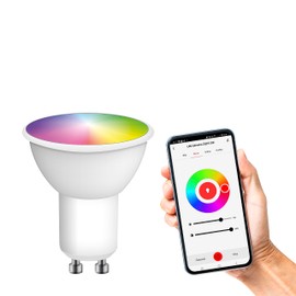 EMOS GoSmart LED Reflector Lamp, MR16 ZigBee 4.8W Replacement for 35W, Brightness 400lm, RGB, Light Color 2700-6500K, ZigBee Gateway, Compatible with Tuya GoSmart App, Voice Assistant, GU10 Socket,