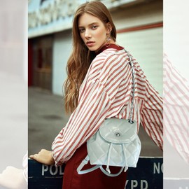 NICOLE & DORIS Fashion Handbag for Women Chain Crossbody Bags Multifunctional Shoulder Bag PU Leather Convertible Backpack Satchel Handbag Purse Bag Sling Bag Blue