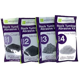 Wirejewelry 4 Step Rock Tumbler Abrasive Grit and Polish Kit, Single Batch