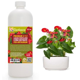Gardenera Premium Liquid ANTHURIUM Fertilizer - 3-1-2 Concentrate for Indoor Plants and Flowers - Organic Plant Food - 32oz
