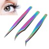 3PCS Eyelash Tweezers Stainless Steel Lash Tweezers Set False Eyelash