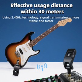 HUACAM Wireless transceiver, 2.4GHz Digital Transmitter & Receiver Kit, 100ft Range, Low Latency, 10-Hour Battery, Stage Performance, for Electric Guitar