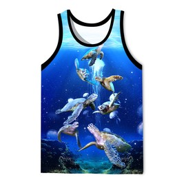 LAIDIPAS Summer Beach T-Shirt 3D Sleeveless Shirt Unisex Crewneck Casual Tank Tops for Men Women XL