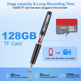 128GB AI Digital Voice Recorder - Voice Activated Audio Recorders, Voice Recording Device with Playback, Portable Taking Device with Noise Reduction, Smart Recorder for Meeting/Course/Lectures