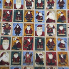 Debbie Mumm Cotton Quilt Fabric Debbie Mumm Santa Postage Stamp By the 1/2 Yard Craft #719