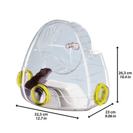 Ferplast Modular Hamster Gym Add-on Unit, Includes Exercise Wheel & 3 Connecting Ports, 12.7L x 9.06W x 10.4H Inches, Clear