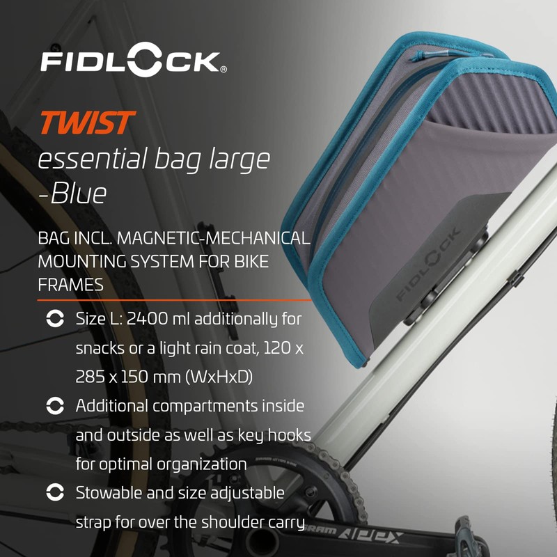 Fidlock Twist Essential Bag L Grey - Practical Compact Bicycle