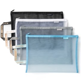 Mesh Zipper Pouch, Lightweight Nylon File Folders, A4 Document Organizer Clearly Visible Mesh Zip Bag, Suitable for School Office Travel Supplies (Single-Layer Mesh)