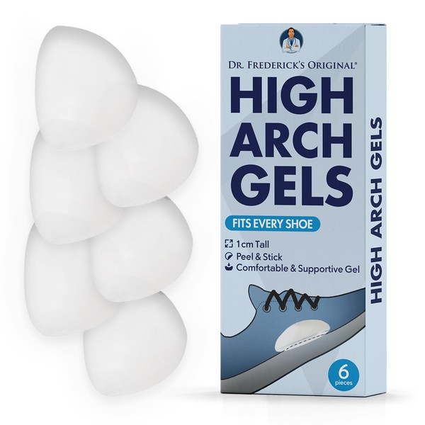 Dr. Frederick's Original High Arch Gels - Arch Support Insoles - 6Pcs - Arch Support Inserts for Women & Men - High Arch Foot Pain Relief - Can be Worn with Shoes - Better Than Foot Brace