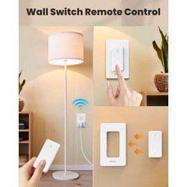 HiHiniu Remote Control Outlet Wireless Wall Mounted Light Switch, Compact Indoor Electrical Plug in On Off Power Switch for Lamp, Home Appliances, 300 Feet RF Range, Removable Buckle, FCC Listed