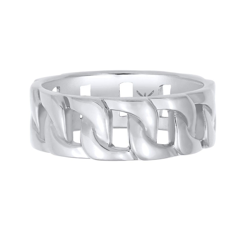 Kuzzoi Solid men's ring (8 mm) in curb design, polished,