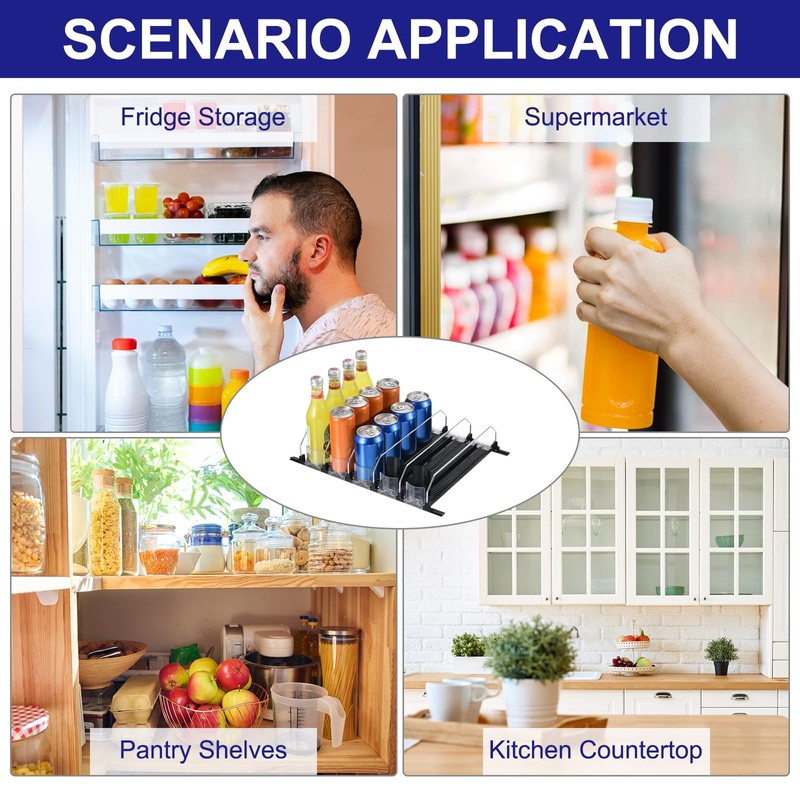 uxcell 3pcs Soda Can Organizer for Refrigerator, Self-Pushing Drink Organizer