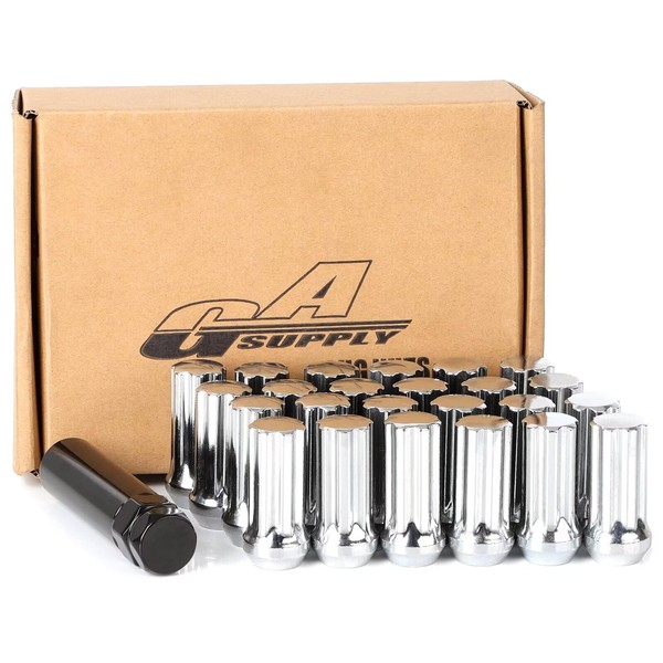 Gasupply 14x2 Chrome Lug Nuts, M14x2 Chrome Closed End 7