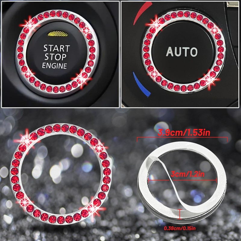 NBTEPEM 27 PCs Red Bling Car Accessories Set for Women,