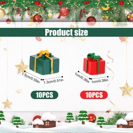 Pack of 20 Christmas Tree Mini Boxes Ornament, Coloured Mini Gift Boxes Made of Resin Christmas Miniature Ornaments for Christmas Tree Decoration DIY Crafts