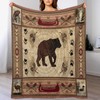 Retro Bear Bedding Fleece Throw Blanket,Lodge Bear Moose Elk Farmhouse