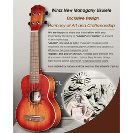 Winzz Soprano Ukulele for Kids and Adults Beginner, 21 Inch Mahogany Ukelele Starter Kit with Chord Chart and Capo, Unique Design Gifts