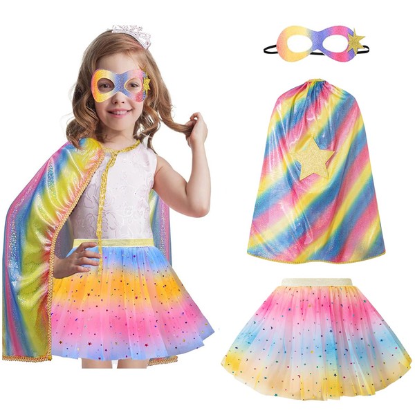 bakjuno Toddler Girls Star Superhero Capes For Kids Halloween Costumes