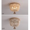 AMZASA Boho Flush Mount Ceiling Light Wooden Beaded Hepm Rope
