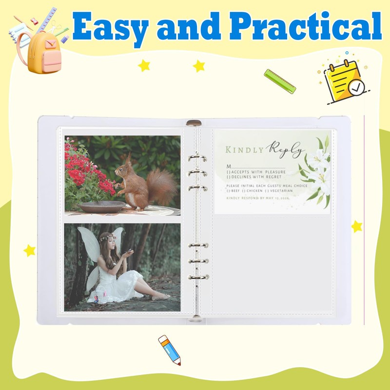 FACATH 3x5 Photo Sleeves for 2/3/4 Ring Binder, Index Card