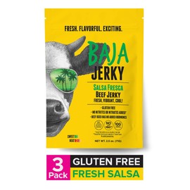 Baja Beef Jerky | Keto Friendly, Gluten Free, Low Calorie Craft Jerky | 25g Protein, 100% All-Natural Beef, No Nitrates | 3 pack 2.5 Oz Bags