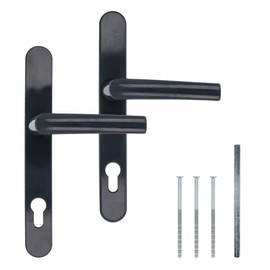 Premium Handle Set DHS 92 mm - Plate Width 32 mm, Colour: Grey RAL 7016, Handle Type: Handle