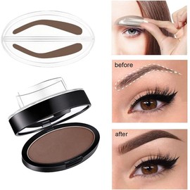 Juego de sellos para cejas en polvo, kit de sellos para cejas de larga duración y fácil uso, maquillaje de cejas natural de forma delicada (6 marrón oscuro)