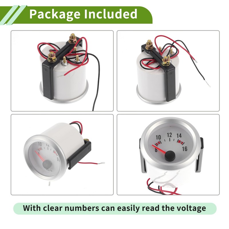 VekAuto 2" 52mm DC 12V Voltage Gauge Blue Light Analog