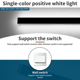 Daoseolo 57inch Exterior Wall Light Fixture, 6000K Cold White, Modern Long Outdoor Wall Sconce, IP65 Waterproof, 50W, Black Minimalist Outside LED Strip Light for Garage, Patio, Balcony, Fence