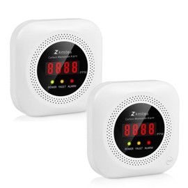 2 Pack Home and Car Carbon Monoxide Detector, Zkmiles YC302 CO Alarm with Digital Display, Plugs into Standard Outlet, Alarms at 150PPM