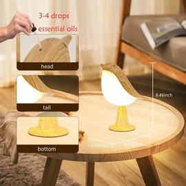 Small Cordless LED Night Light, Bird LED Table Lamp Bedside Lamps with 3 Level Brightness Dimmable and Touch Sensor, Aroma Lamps with USB Port for Bedroom, Living Room, Kitchen, Outdoor, Office Decor