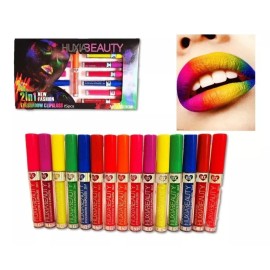 Huxia Beauty Set 25pzs Sombra Y Labial, 2 En 1 Colores Neon