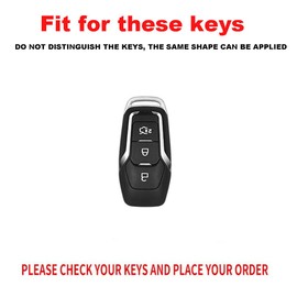 TECART Key Fob Case Cover Fit for Ford Explorer Edge Carbon Pattern Key Remote Metal Key Holder Full Protection 3 Button Red