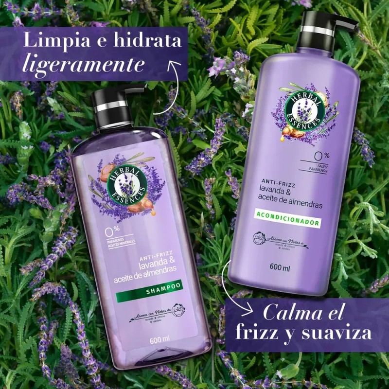 Shampoo Herbal Essences Antifrizz Lavanda & Aceite de Almendras 600