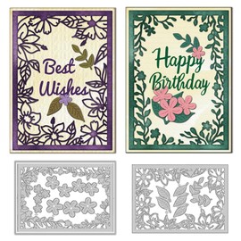 DELORIGIN Cutting Dies with Flowers and Leaf Frame Card Making Cutting Edges Stencil Metal Cutting Dies Scrapbooking Cutting Dies 2025 for Cards Craft Albums Invitations