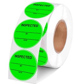 1000 Pcs Circle Inventory Labels QC Passed 2" Quality Control Inspected by Inventory Stickers Fluorescent Green Label Writable Handling for Shipping Control Organization